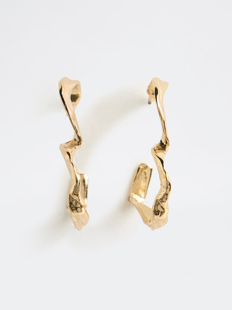 Westside Accessories Gold Heart-Shape Hoop Earrings