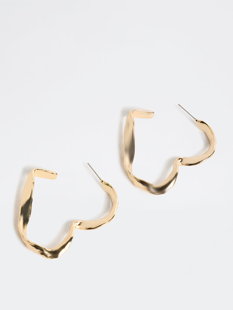 Westside Accessories Gold Heart-Shape Hoop Earrings