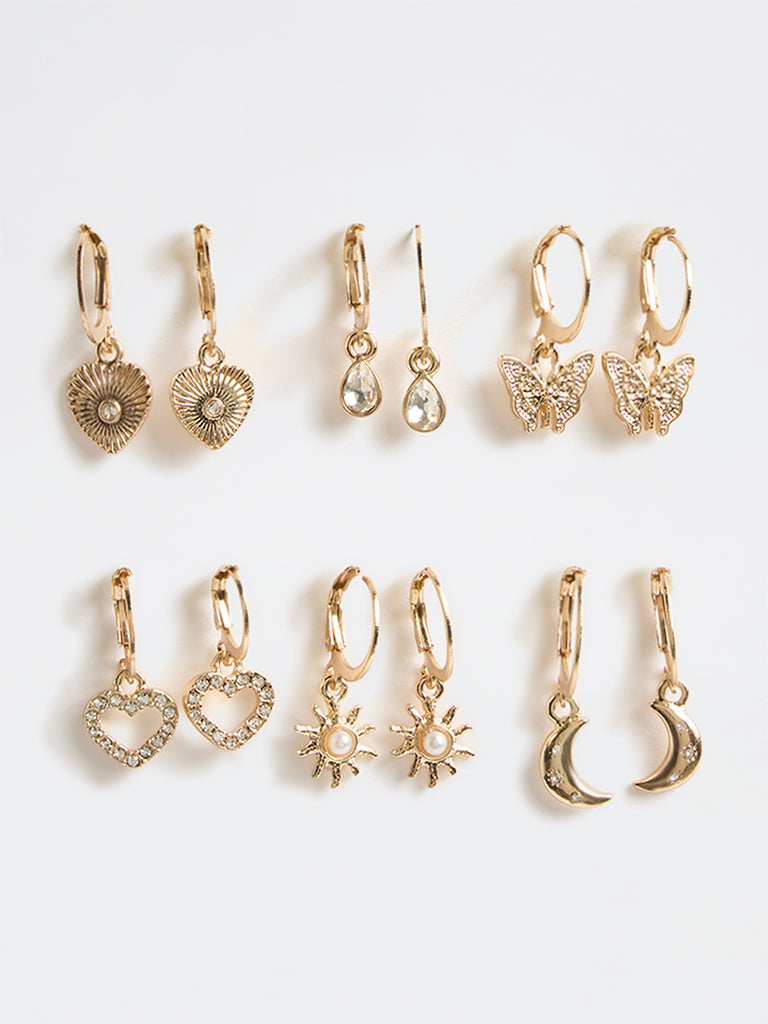 Westside Accessories Gold Multi-Hoop Earrings - Pack of 6