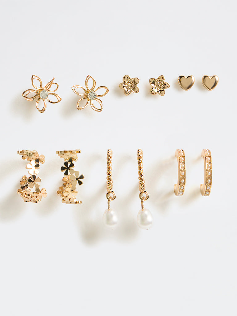Westside Accessories Gold Stud & Hoop Earrings - Pack of 6