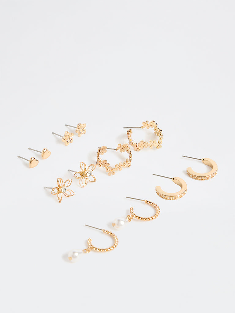 Westside Accessories Gold Stud & Hoop Earrings - Pack of 6