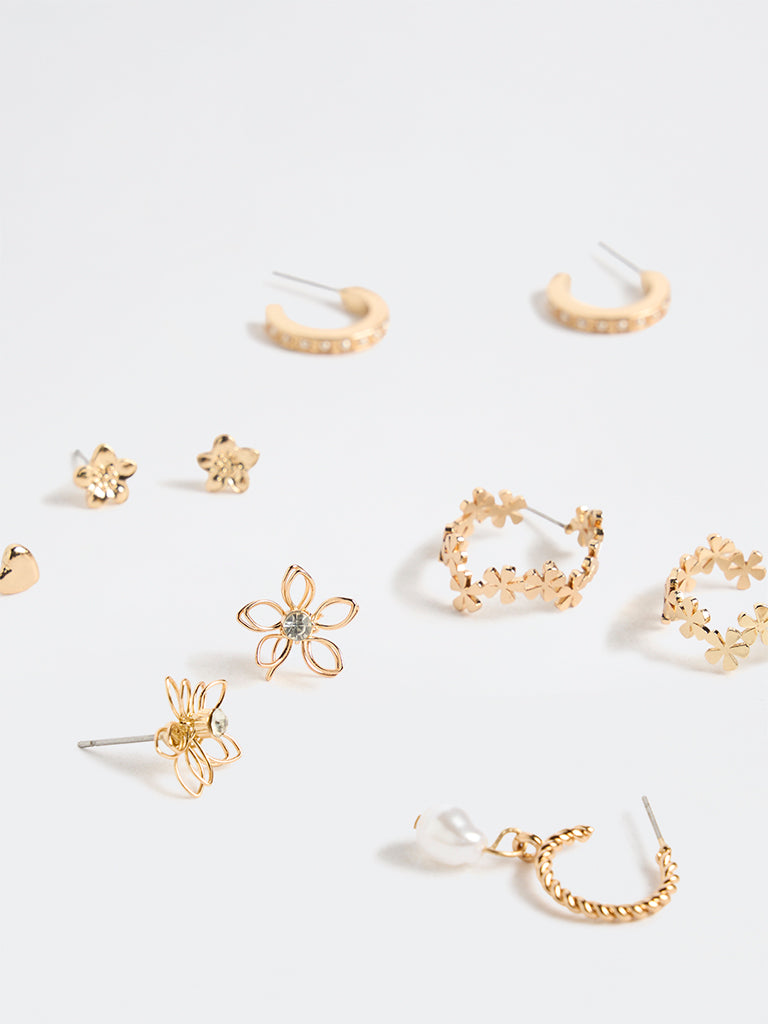 Westside Accessories Gold Stud & Hoop Earrings - Pack of 6