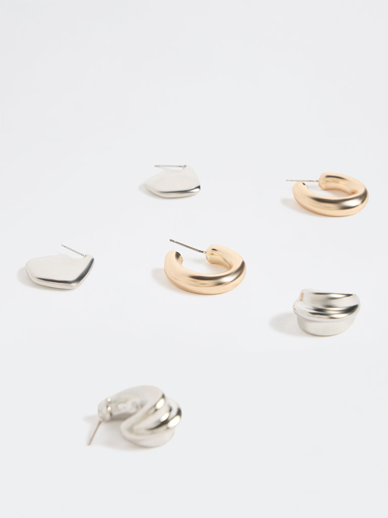 Westside Accessories Gold and Silver Multi-Hoop Earrings - Pack of 3