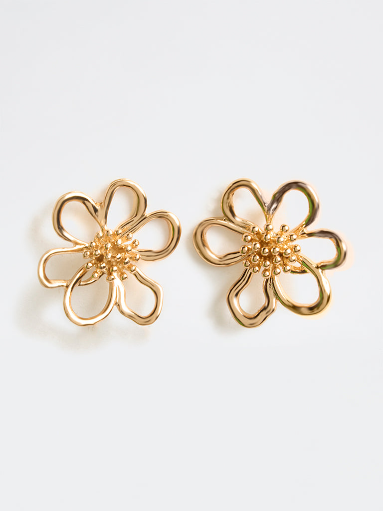 Westside Accessories Gold Floral Stud Earrings