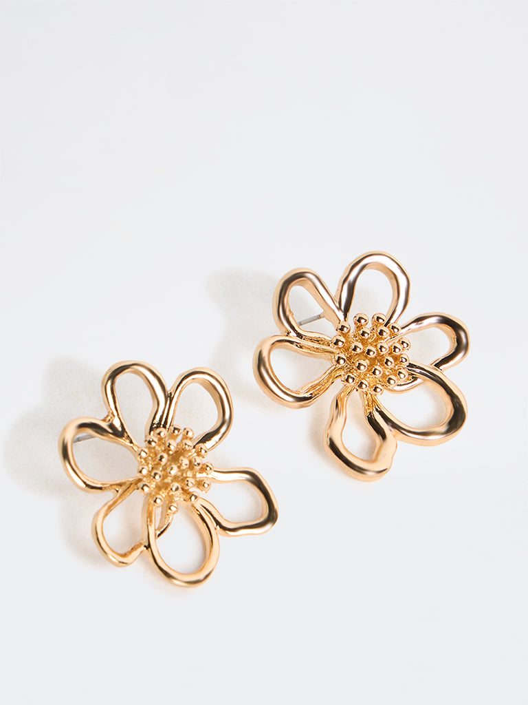Westside Accessories Gold Floral Stud Earrings