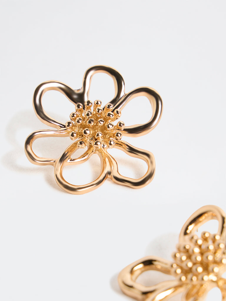 Westside Accessories Gold Floral Stud Earrings