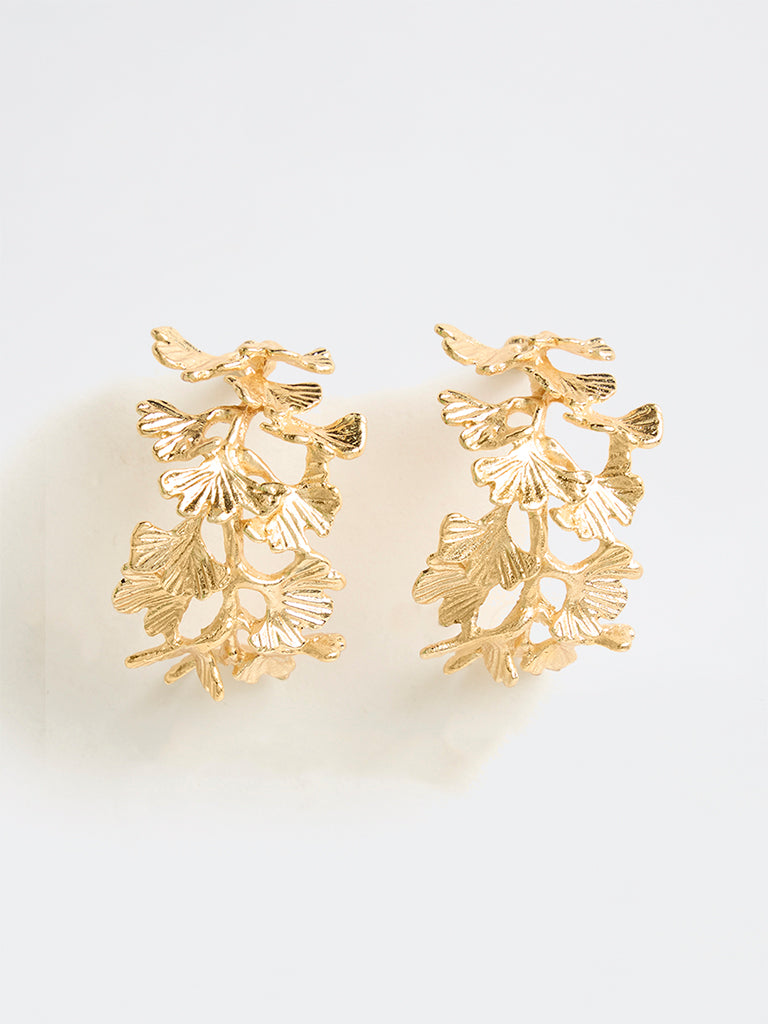 Westside Accessories Gold Floral Hoop Earrings