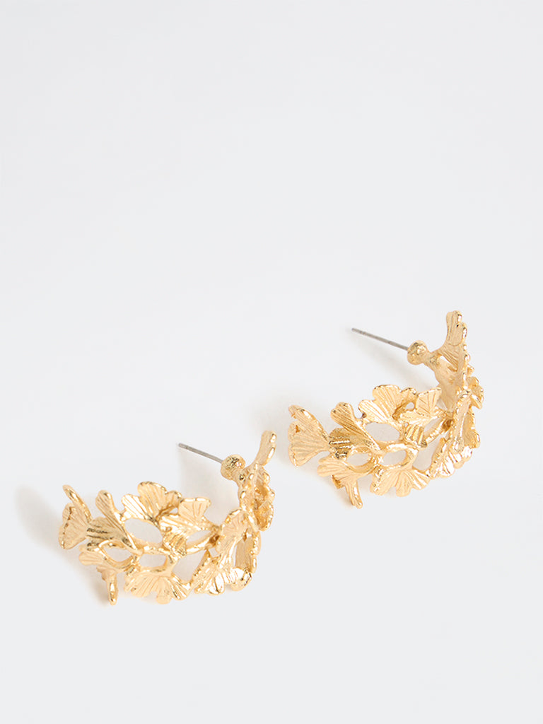 Westside Accessories Gold Floral Hoop Earrings