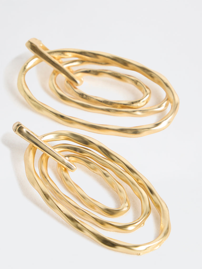 Westside Accessories Gold Oval Drop Earrings