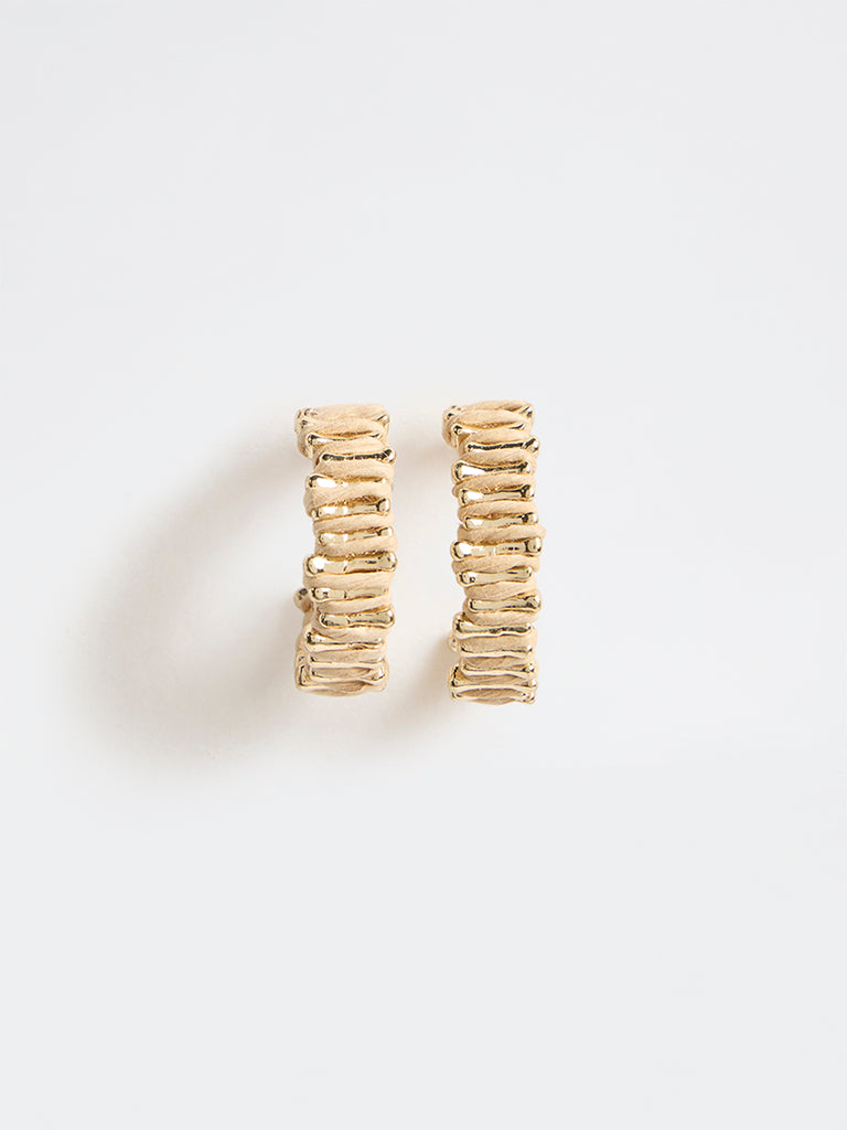 Westside Accessories Beige Raffia Hoop Earrings