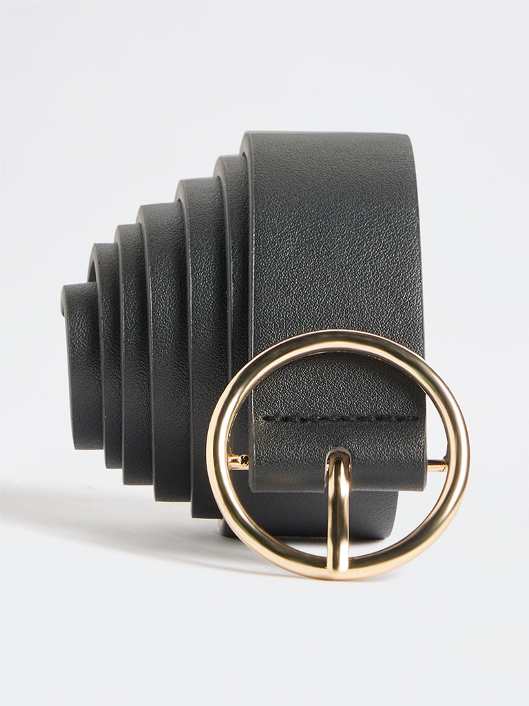 Westside Accessories Black Round Buckle Belt