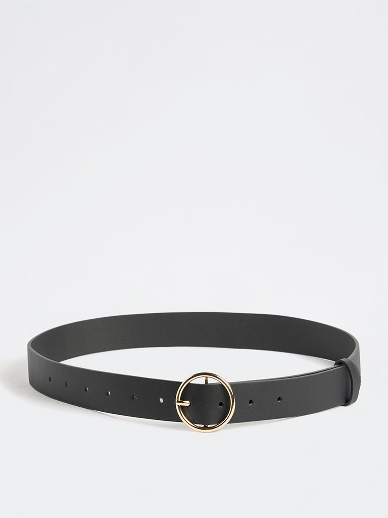 Westside Accessories Black Round Buckle Belt