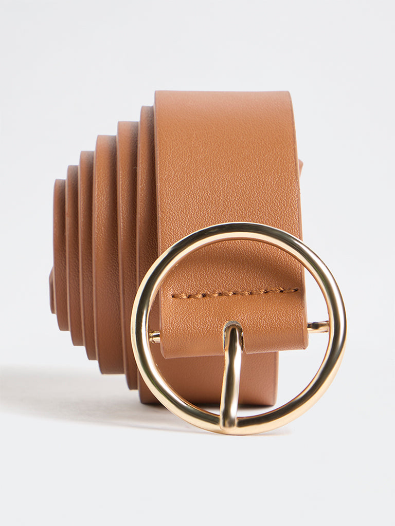 Westside Accessories Tan Round Buckle Belt