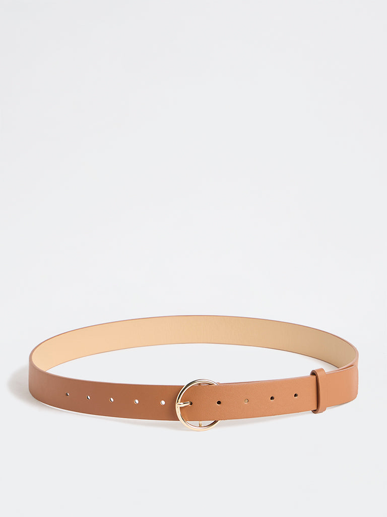 Westside Accessories Tan Round Buckle Belt