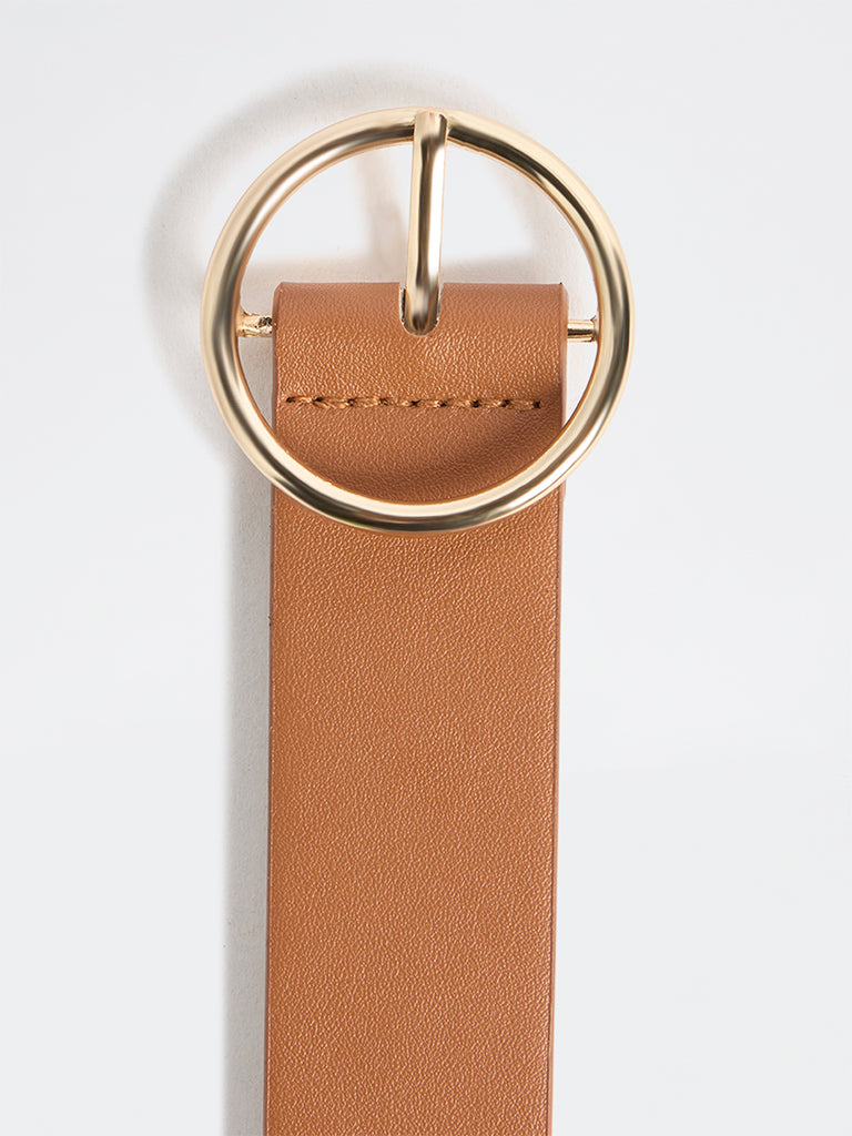 Westside Accessories Tan Round Buckle Belt