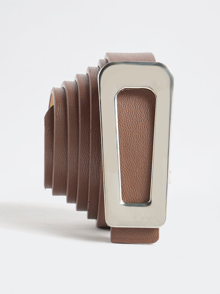 Westside Accessories Brown Triangle Buckle Belt