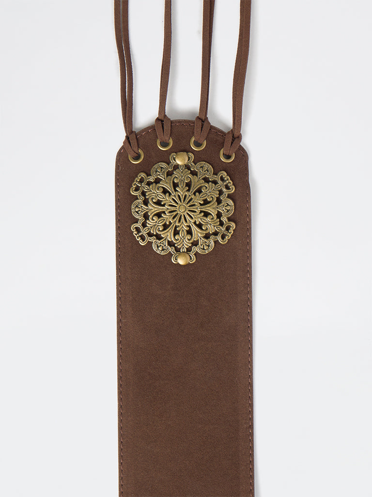 Westside Accessories Brown Metal-Detailed Corset Belt