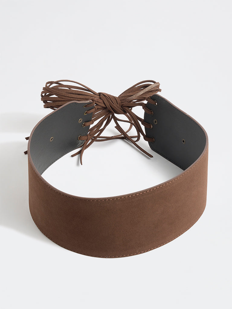 Westside Accessories Brown Metal-Detailed Corset Belt