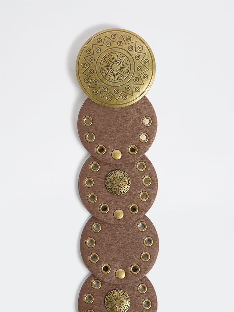 Westside Accessories Brown Eyelet-Detailed Disc Belt