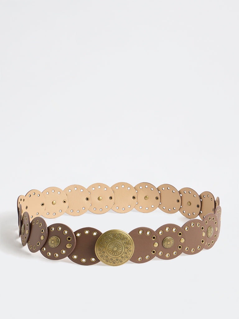 Westside Accessories Brown Eyelet-Detailed Disc Belt