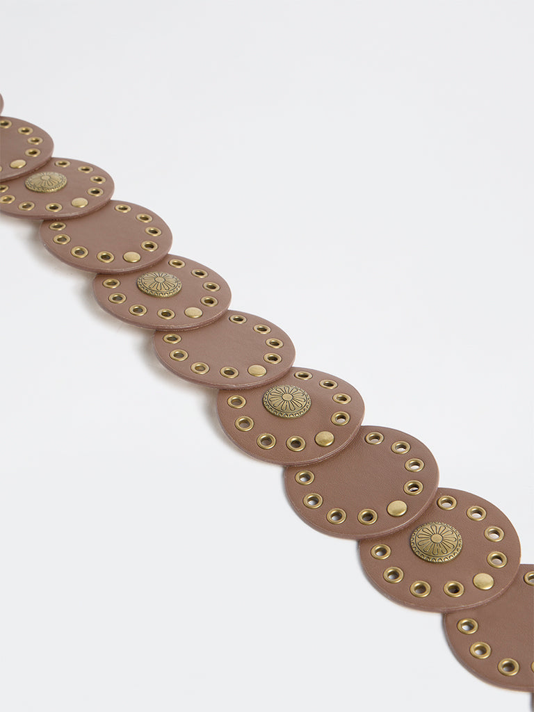 Westside Accessories Brown Eyelet-Detailed Disc Belt
