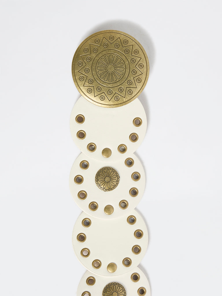 Westside Accessories White Eyelet-Detailed Disc Belt