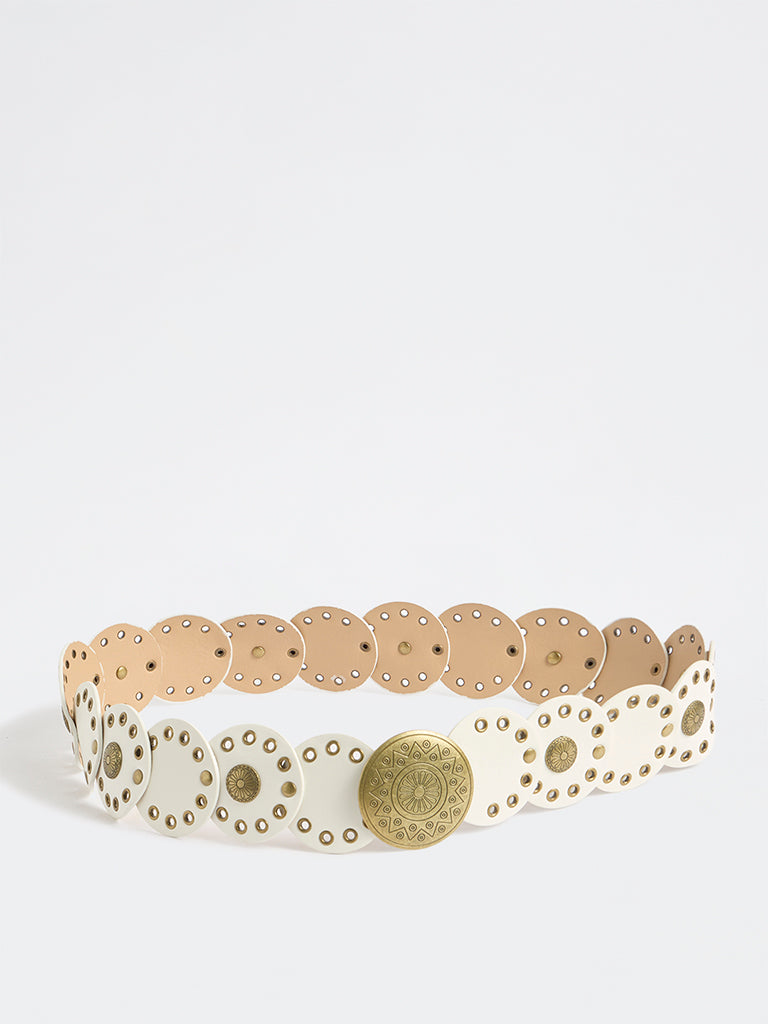 Westside Accessories White Eyelet-Detailed Disc Belt