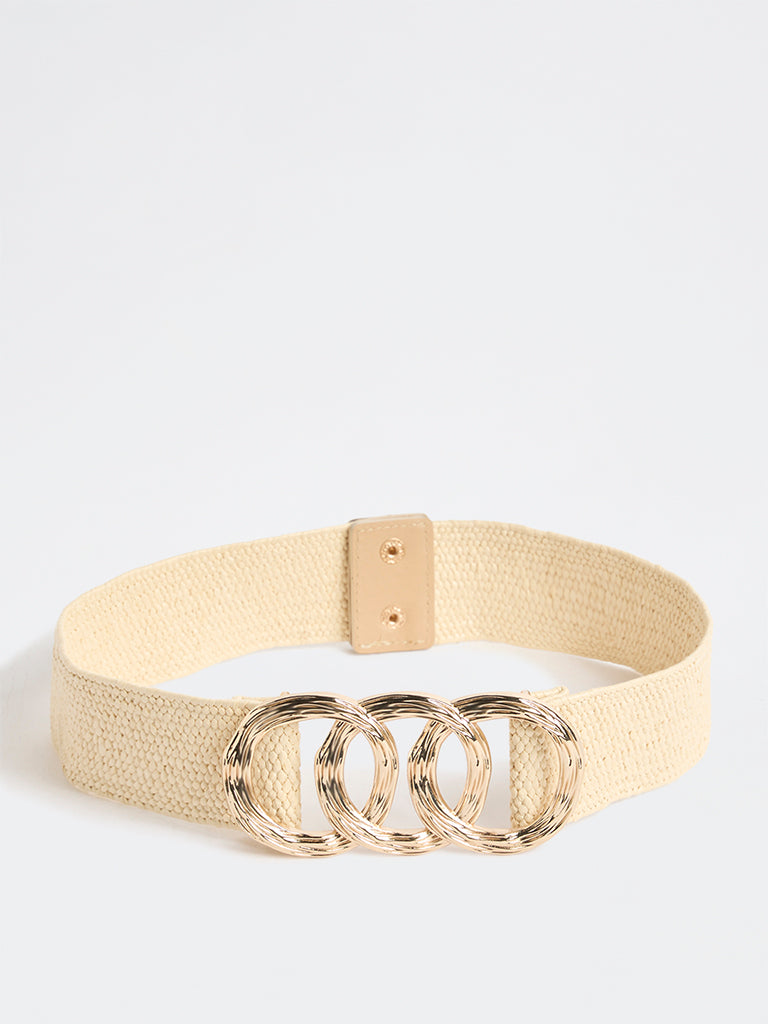 Westside Accessories Off-White Raffia Buckle Belt