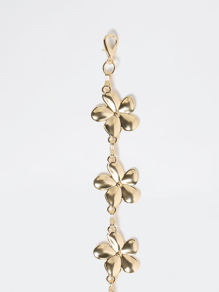 Westside Accessories Gold Floral Metal Link Belt