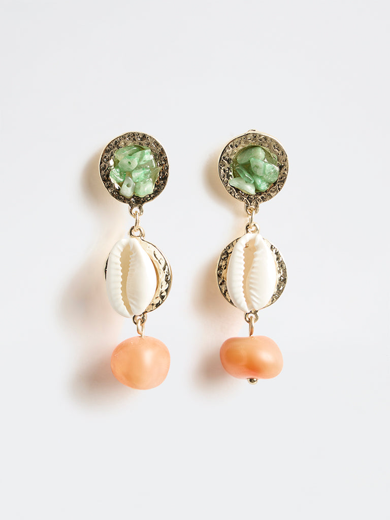 Westside Accessories Multicolour Shell and Bead Dangler Earrings