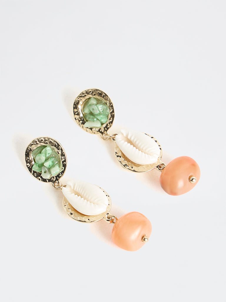 Westside Accessories Multicolour Shell and Bead Dangler Earrings