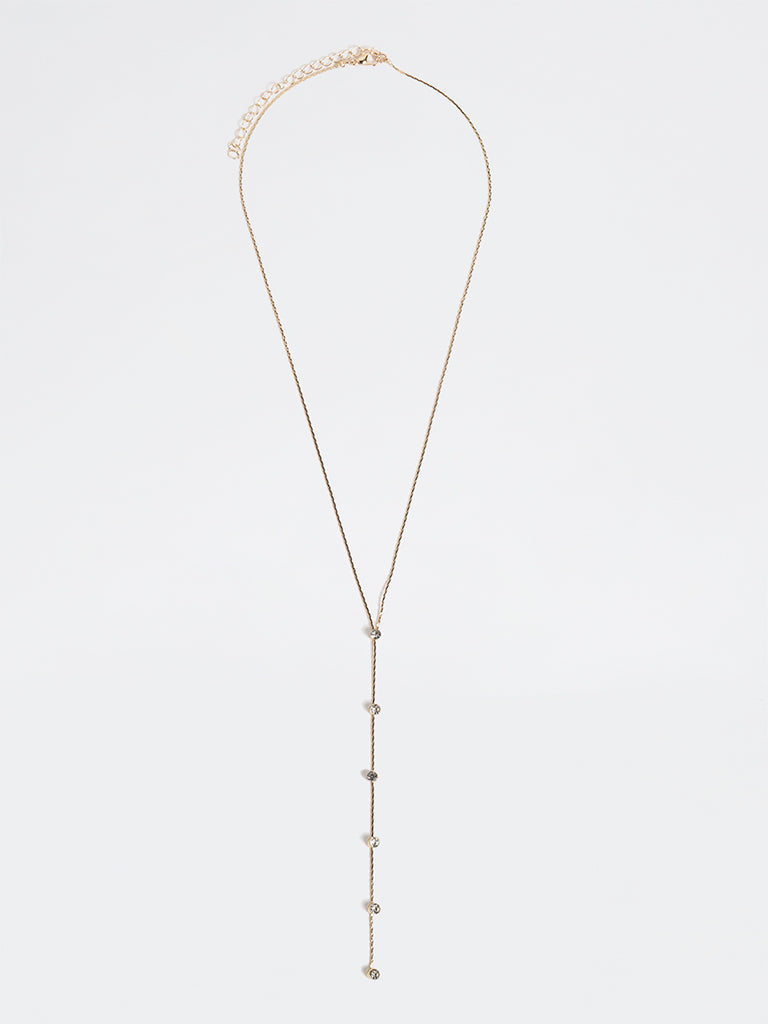 Westside Accessories Gold Diamante Y-Chain Necklace