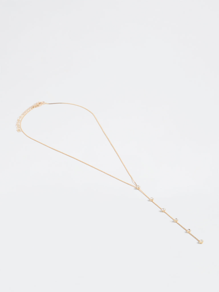 Westside Accessories Gold Diamante Y-Chain Necklace