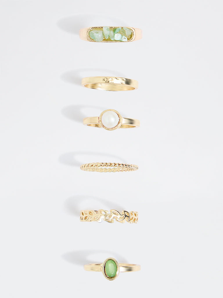 Westside Accessories Gold Multi-Stack Rings - Pack of 6