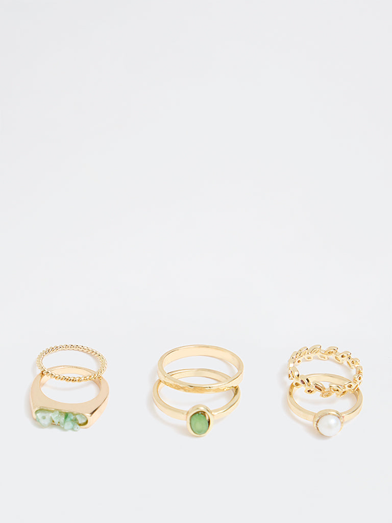 Westside Accessories Gold Multi-Stack Rings - Pack of 6