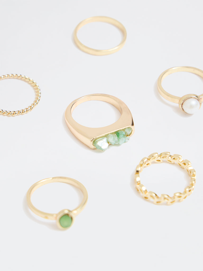 Westside Accessories Gold Multi-Stack Rings - Pack of 6