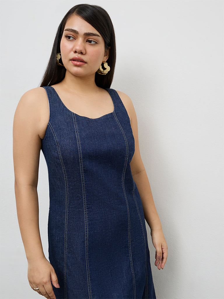 white christmas dresses Buy Gia Dark Blue Denim A-Line Dress from Westside