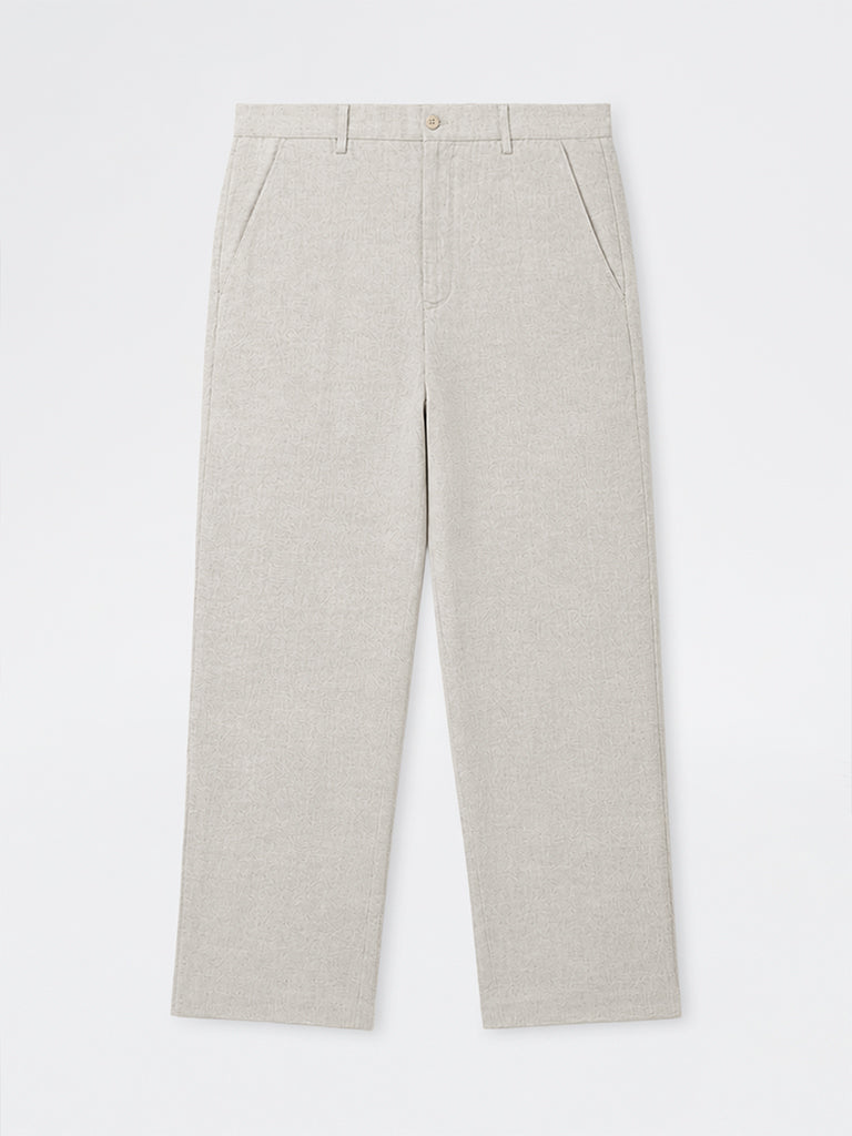 Ascot Beige Mid-Rise Relaxed-Fit Trousers