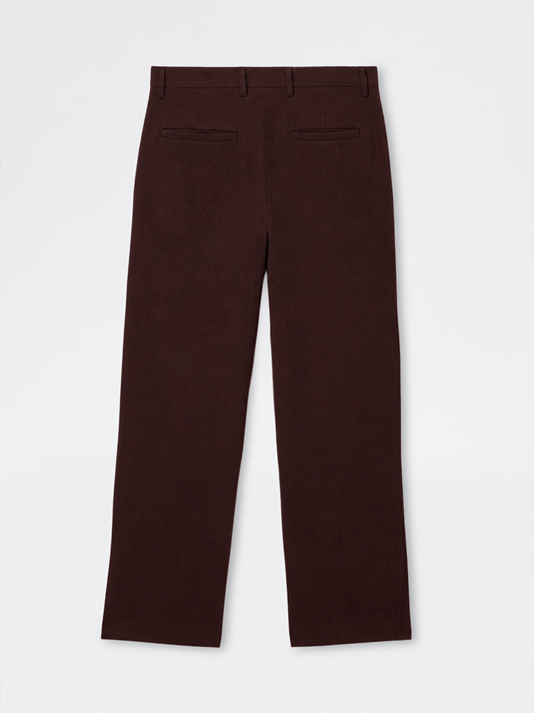 Ascot Dark Brown Mid-Rise Relaxed-Fit Linen Trousers