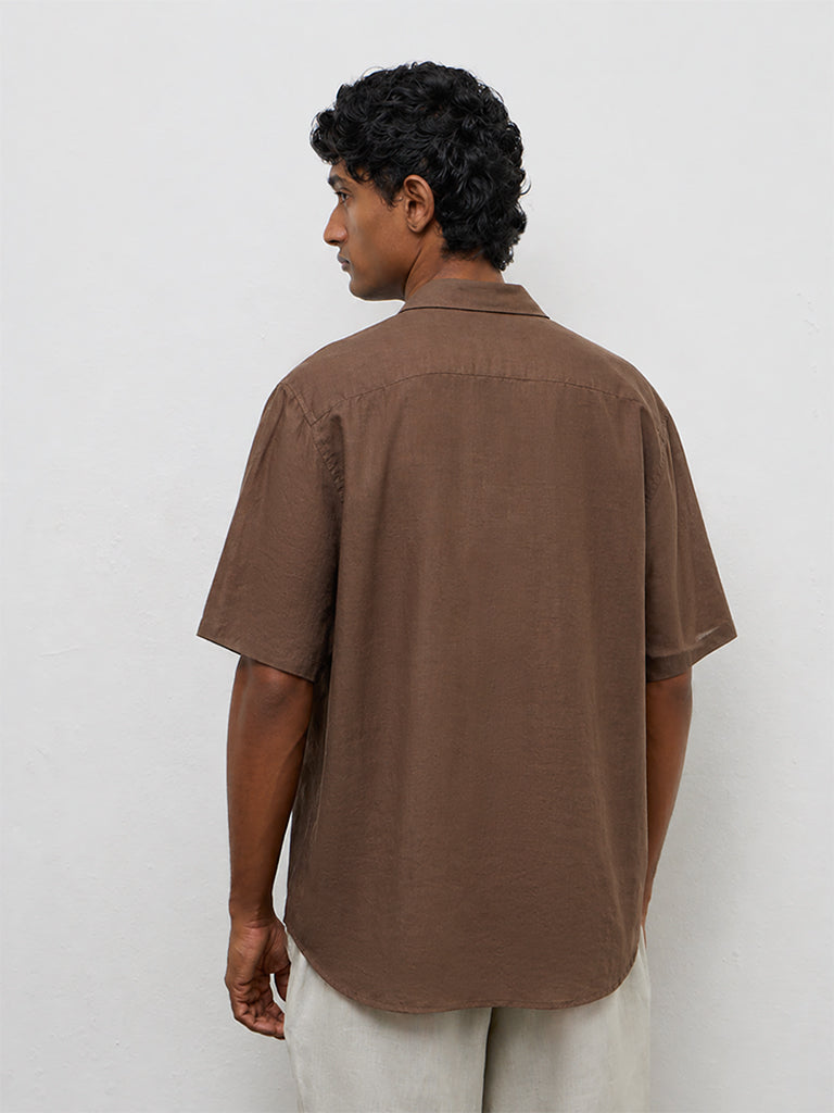 Ascot Brown Relaxed-Fit Linen Shirt