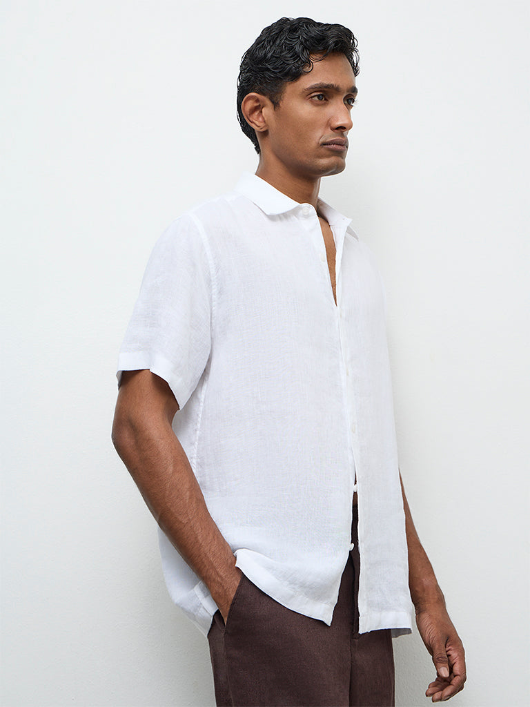 Ascot Off-White Relaxed-Fit Linen Shirt