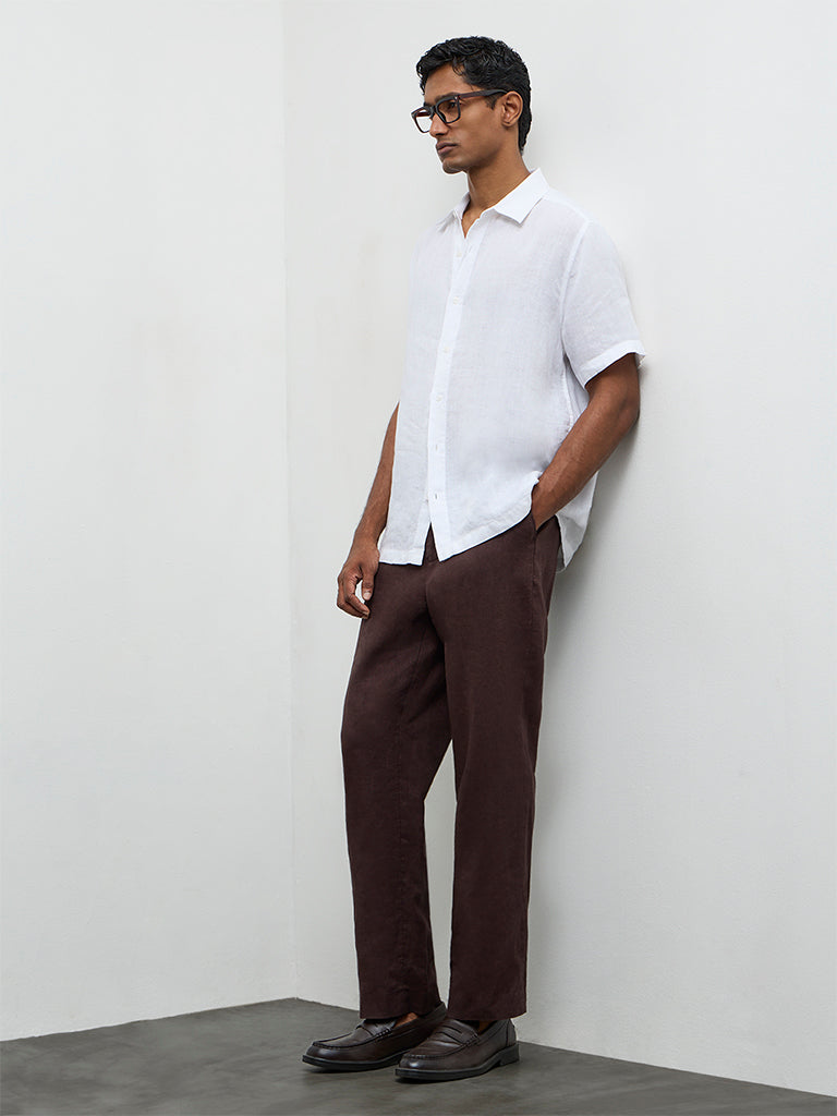 Ascot Off-White Relaxed-Fit Linen Shirt