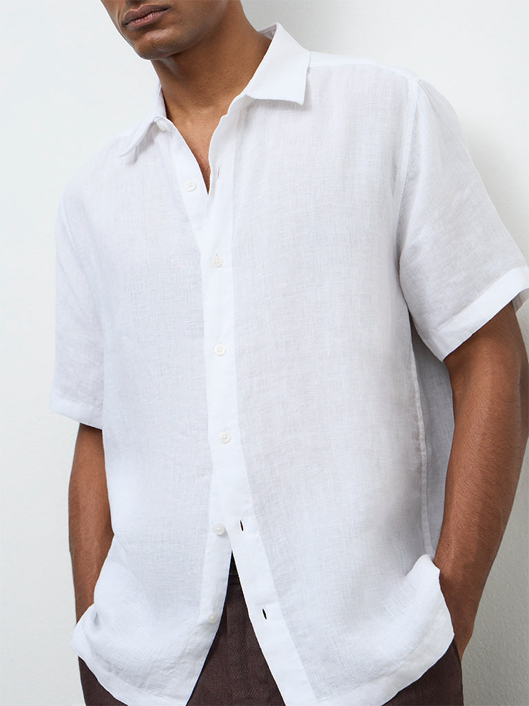 Ascot Off-White Relaxed-Fit Linen Shirt
