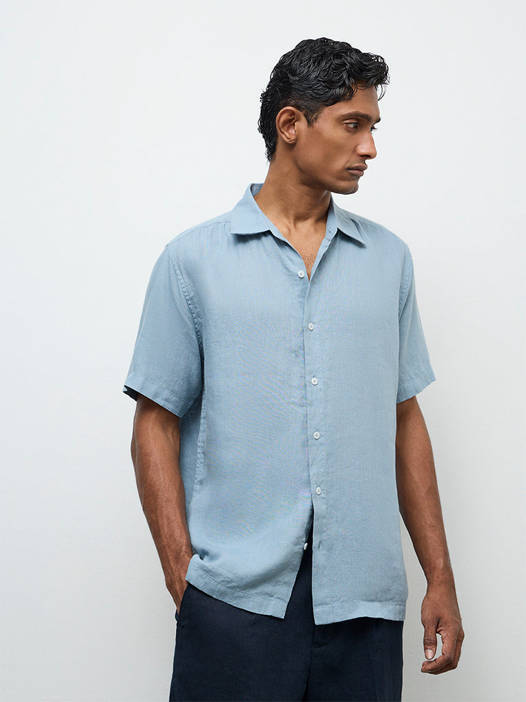 Ascot Teal Relaxed-Fit Linen Shirt