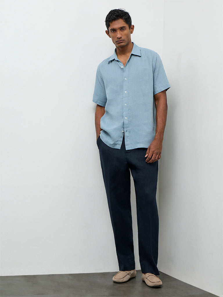 Ascot Teal Relaxed-Fit Linen Shirt