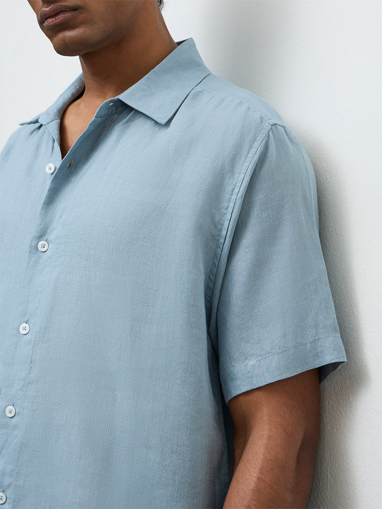 Ascot Teal Relaxed-Fit Linen Shirt
