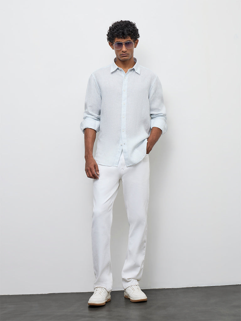 Ascot Light Blue Relaxed-Fit Linen Shirt