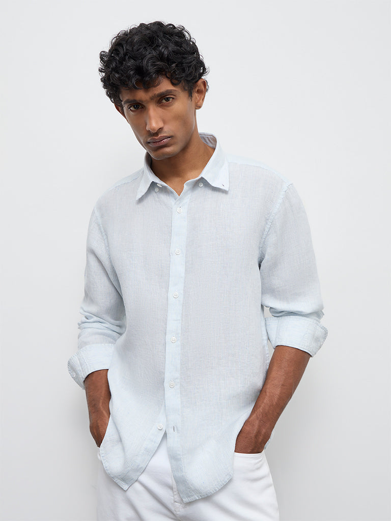 Ascot Light Blue Relaxed-Fit Linen Shirt