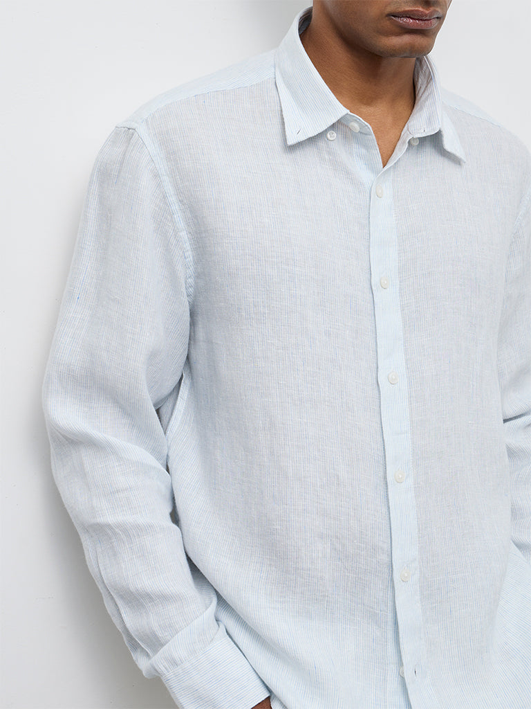Ascot Light Blue Relaxed-Fit Linen Shirt