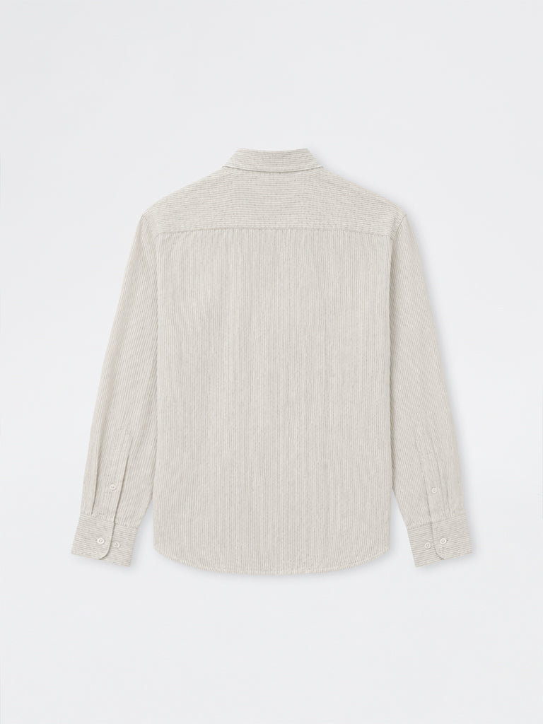 Ascot Light Grey Striped Relaxed-Fit Linen Shirt